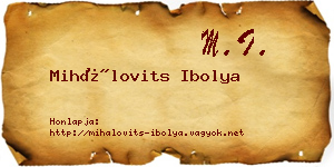 Mihálovits Ibolya névjegykártya